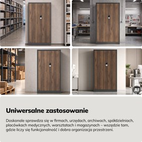 Szafa biurowa metalowa z zamkiem na szyfr antracytowa/orzech, 900x1850x400 mm: DANIEL Eco Design