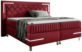 Czerwone welurowe łóżko kontynentalne LED 5 rozmiarów L4-S16