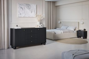 Komoda z szufladami Vesper 160 cm - czarny / złote uchwyty / nogi kule