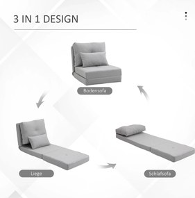 HOMCOM Sessel składana mata do spania, design 2 w 1, odpinana poduszka, 60 x 80 x 56 cm, szary