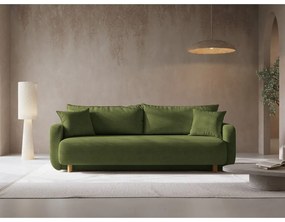 Zielona rozkładana sofa ze schowkiem 231 cm Elen – Micadoni