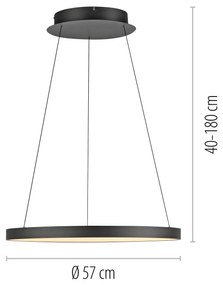 Designerska lampa wisząca czarna z wbudowanym ściemnianym LED Easylift - HoopDesignerski Oswietlenie wewnetrzne