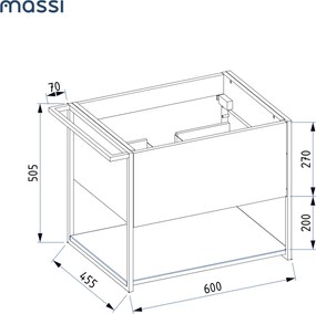 Szafka łazienkowa wisząca zielona loftowa 60 x 45 cm z czarnym blatem o strukturze kamienia VALO