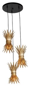 Lampa wisząca art deco złota 3-światłowa - Wesley ArtDeco Oswietlenie wewnetrzne