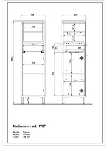 Biała wysoka szafka łazienkowa w dekorze dębu 34x118 cm Loria – Germania