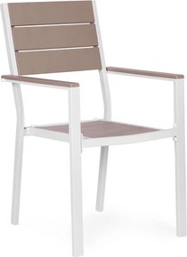 Krzesła ogrodowe Caprila - zestaw 2 szt. na taras i balkon, kolor biało-beżowy