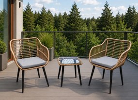 Zestaw mebli na balkon i taras Solero z plecionką technorattanową - 2 fotele i stolik