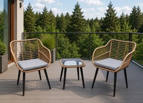 Zestaw mebli na balkon i taras Solero z plecionką technorattanową - 2 fotele i stolik