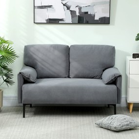 HOMCOM sofa 2-osobowa, grube poduszki, welurowe obicie, sofa tapicerowana, czarny