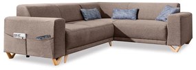 Brązowy rozkładany/ze schowkiem narożnik (prawostronny/w kształcie litery L) Classy Sophie – Miuform