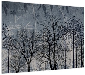 Obraz - Sylwetki drzew z liśćmi (70x50 cm)