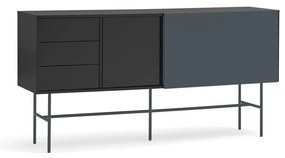 Czarno-antracytowa niska komoda z drzwiami przesuwnymi 180x91 cm Nube – Teulat