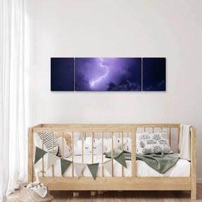Obraz - fioletowe niebo i błyskawica (170x50 cm)