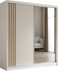 Szafa NELVIA - Biały / Lamele Dąb artisan / Bez szuflad / 200 cm