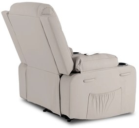 Fotel Masujący BOX Rozkładany Wypoczynkowy z Podnóżkiem Szary Ekoskóra Nowoczesny