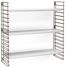 3-poziomowy regał w kolorze brązu z białymi półkami Metaltex Libro, szer. 70 cm