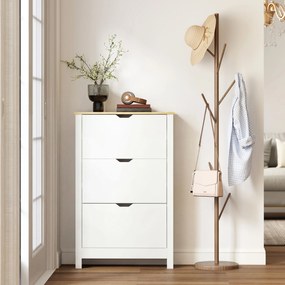 HOMCOM Szafka na Buty Biała z 3 Klapami 72x26x112cm | Aosom PL