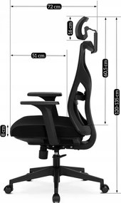 Fotel Biurowy Ergonomiczny Obrotowy SPIRAL Czarny z Zagłówkiem do Pracy