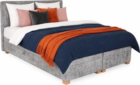 Popielate łóżko dwuosobowe z zagłówkiem 160x200 S1-F77