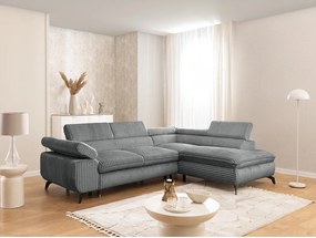 Szary sztruksowy narożnik (prawostronny/w kształcie litery L) Marbeya – Ropez