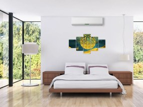 Obraz - Abstrakcja, złoty krajobraz (125x70 cm)