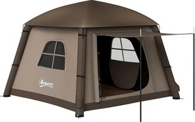 Outsunny Nadmuchiwany Namiot Campingowy 1-2 Osoby na 4 Pory Roku z Hakiem, Pompką, Oknami, Drzwiami