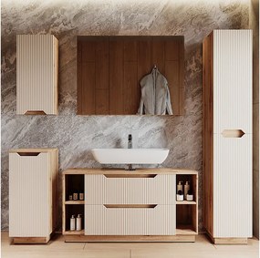 Zestaw mebli łazienkowych dąb/kaszmir w paski 119.2x35x62.5 lotta