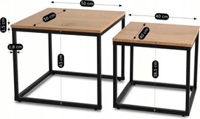 Zestaw Stolików Kawowych CARMI Dąb Złoty/Czarny do Salonu Loft