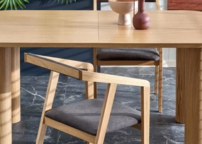 Nowoczesny prostokątny stół Casey z rozkładanym blatem 160-240 cm z naturalnej okleiny w kolorze dąb naturalny do kuchni salonu