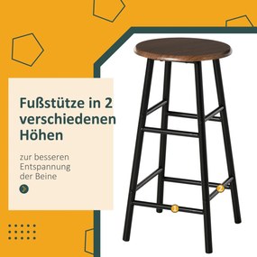 HOMCOM Zestaw Barowy, 3-częściowy, Stół i 2 Stołki, Półka, Design Industrialny, Czarny/Dąb