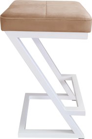 Hoker ZETA krzesło barowe tkanina Welur podstawa metalowa LOFT : Kolor Stelaża - Biały, Kolor tkaniny - VELVET - MG06