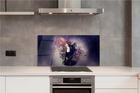 Panel szklany do Kuchni Kobieta Grająca na Gitarze