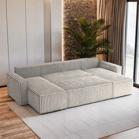 Masseno Narożnik PESANO z funkcją spania i pojemnikiem na pościel Narozniki U, Rozkładana sofa - Jasnoszary, TILIA 83
