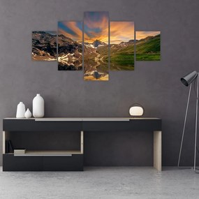 Obraz - Odbicie w górskim jeziorze (125x70 cm)