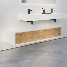Szafka łazienkowa Sideboard Fiona Slim 160 cm Biała MatowaFront o wyglądzie dębu