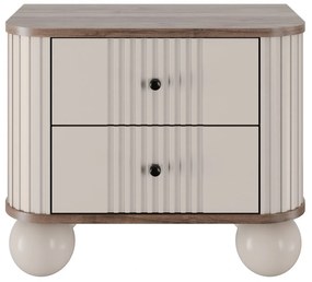 Zestaw szafek nocnych Vesper 56 cm - kaszmir / orzech / czarne uchwyty / nogi kule