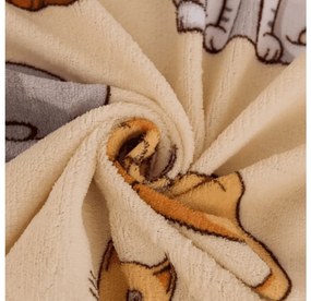 PrzytulneMieszkanie.pl Prześcieradło z mikropluszu COLORED CATS 90x200 cm kremowe