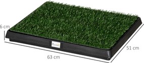 Toaleta dla szczeniąt PawHut z sztuczną trawą, 63 x 51 x 6 cm