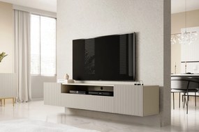 Szafka RTV wisząca Nicole 200 cm z wnęką i szufladami - kaszmir / kaszmir mat