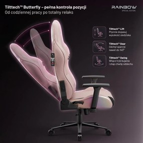 Fotel gamingowy materiałowy Diablo X-Horn 2.0 Normal Size, Rainbow Pink