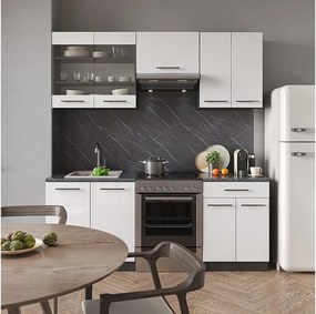 Aneks kuchenny biały wysoki połysk/antracyt 200x60x81.6 fame-line