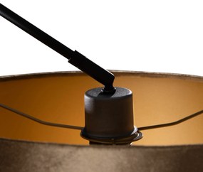 Lampa wisząca czarna z brązowym, aksamitnym kloszem 35 cm - Blitz klasyczny/Antyczny Oswietlenie wewnetrzne