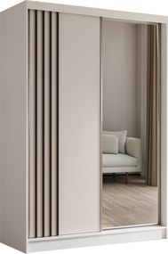 Szafa Przesuwna NELVIA 150 cm z Lustrem Szafa Dwudrzwiowa Biała