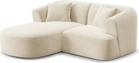 Beżowy aksamitny narożnik (lewostronny/z szezlongiem) Campi – Cosmopolitan Design