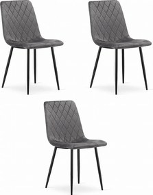 Krzesło Valora TURIN Ciemnoszary aksamitny ergonomiczny design x3