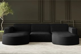 Narożnik Parma Studio U, do salonu, tkanina Poso, czarny (135)