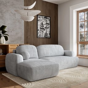 Masseno Narożnik MODENZA z funkcją spania i pojemnikiem na pościel Narozniki L, Rozkładana sofa - Jasnoszary, POSO 55