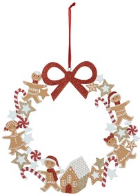 Drewniany wieniec świąteczny w pierniczki, Ø 33 cm