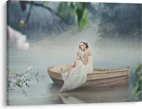 Obraz - Kobieta na łodzi (70x50 cm)