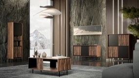 Komoda SWING KM-1 150cm orzech/czarna HALMAR